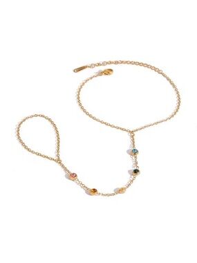 18K Gold Plated Multicolor Gemstone Hand Chain